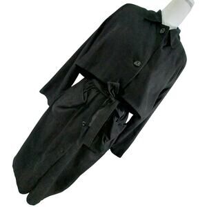 LONDON FOG! RICH BLACK MEGA DETAILED CLASSIC TRENCH COAT, OVERCOAT! SZ 12R